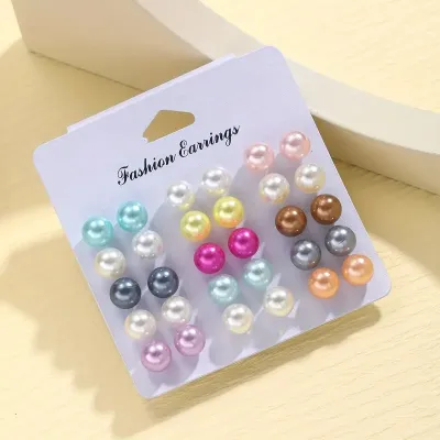 30 Pcs Fashionable Pearl Stud Earrings Set